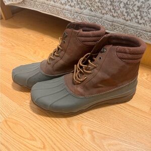 Sperry Brown Leather and Gray Rubber Duck Boots